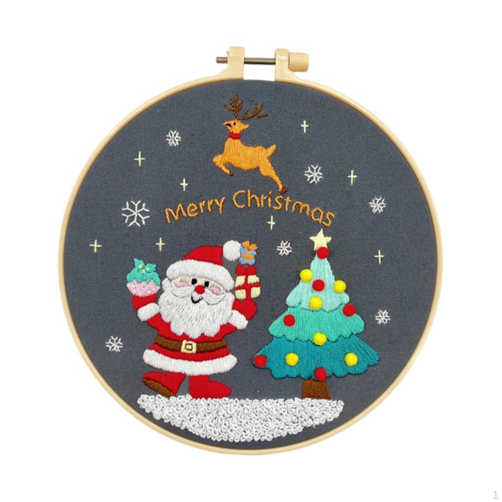 Christmas Embroidery Kit for Adult Craft Set Portable Unfinished Xmas Material Package Crafting