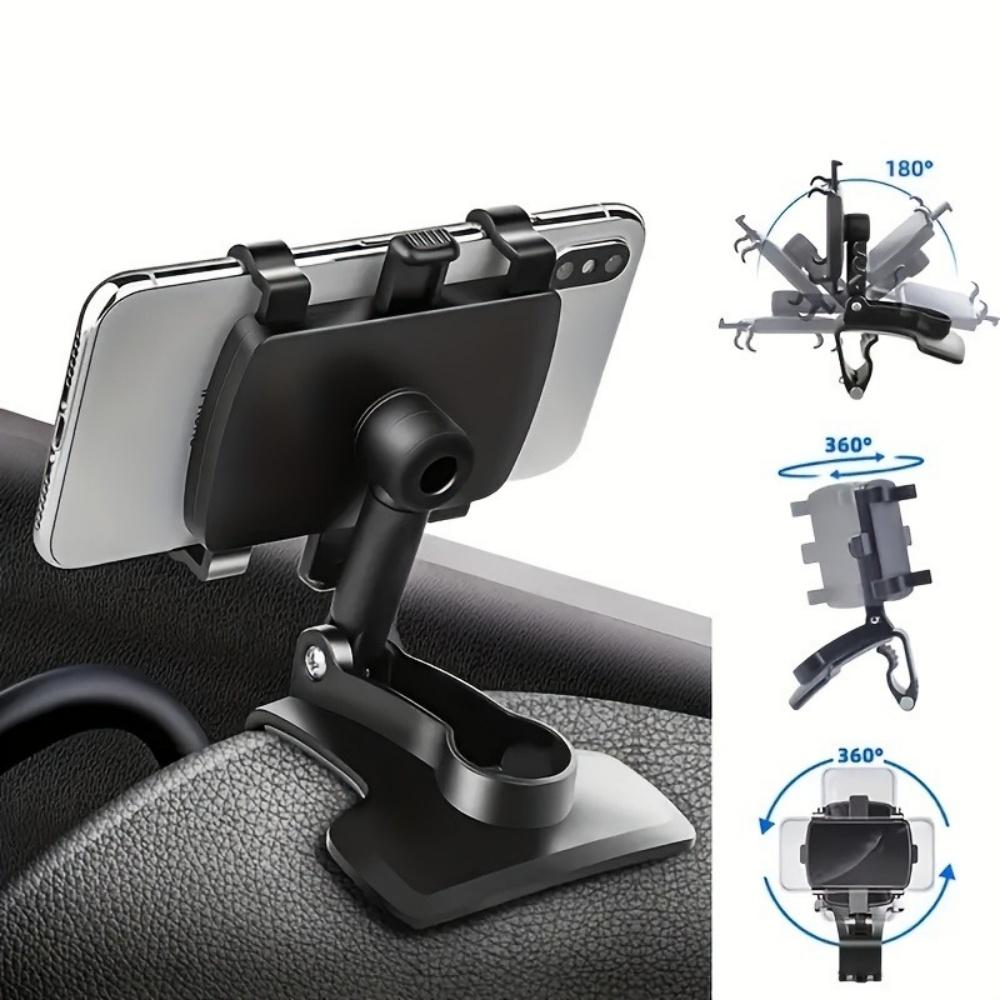 360 Degree Rotation Car Phone Holder Dashboard Mobile Phone Clip Mount Stand Universal Car Smartphone Bracket for GPS Navigation