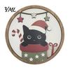 Decorative Wooden Plaques Christmas Black Cat Wall Decor, Layered Hanging Sign, Round 2D Holiday Gift Ideas Flat Art Decoration for Living Room