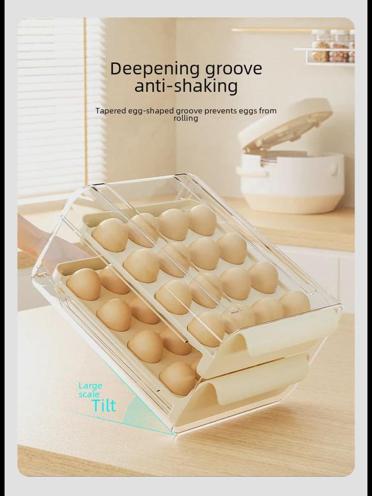 Двухслойный прозрачный контейнер для хранения яиц с 32 отделениями для холодильника или использования на столешнице