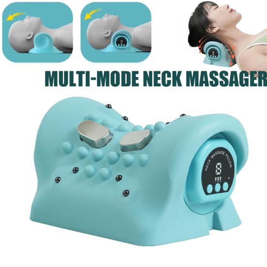 Multi-purpose Neck Massager Pillow Deep Tissue Neck Shoulder Pain Relief Relaxer Pillow Ergonomic Portable Heated Vibration Neck Stretcher Cervical