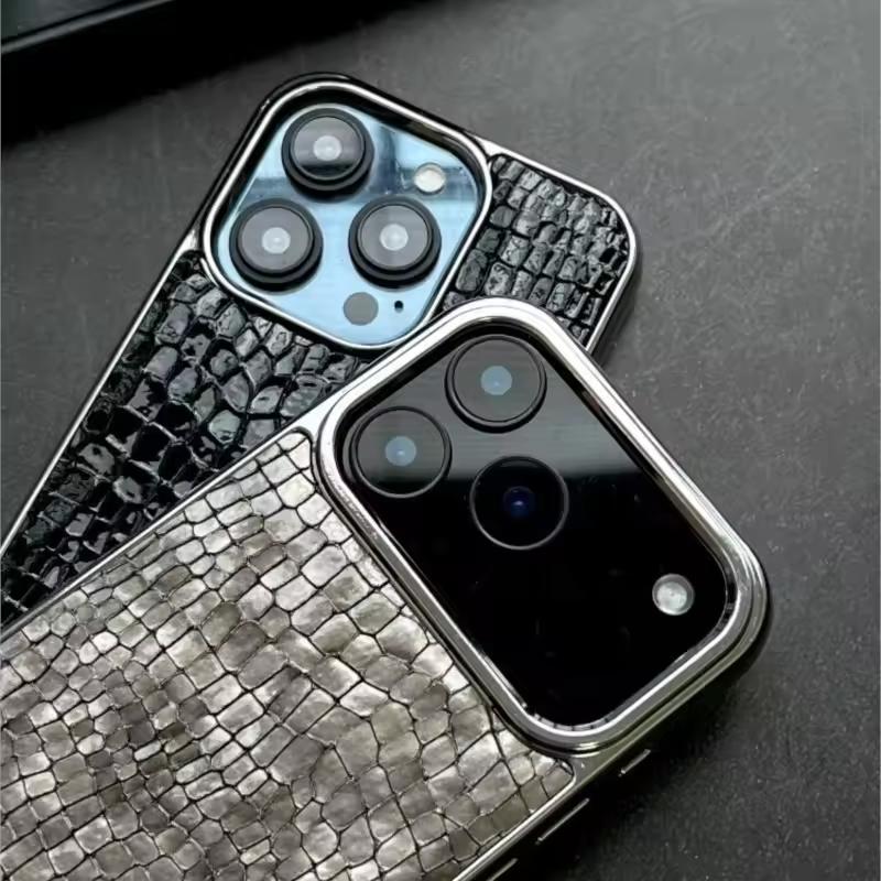 Роскошный Глянцевый Чехол с Рисунком под Кожу Крокодила Для iPhone 17 Air 16 15 14 13 12 11 Pro Max Plus Покрытие Крутая Броня Ударопрочный Чехол