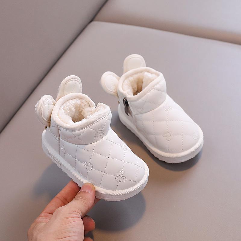 Водонепроницаемые детские зимние ботинки с плюшевой подкладкой, зимняя теплая обувь для малышей, мальчиков и девочек в возрасте от 1 до 6 лет.