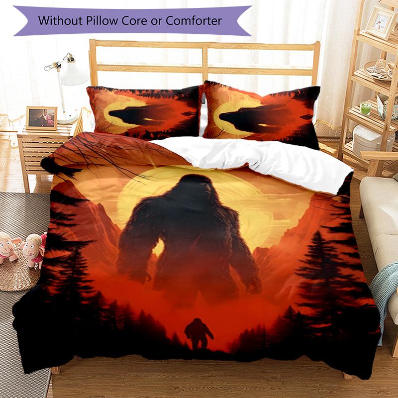 Bigfoot 3pcs Bedding Set Duvet Cover Closure Includes 1 Duvet Cover & 2 Pillowcases for All Seasons Bedroom Home Dorm Decor