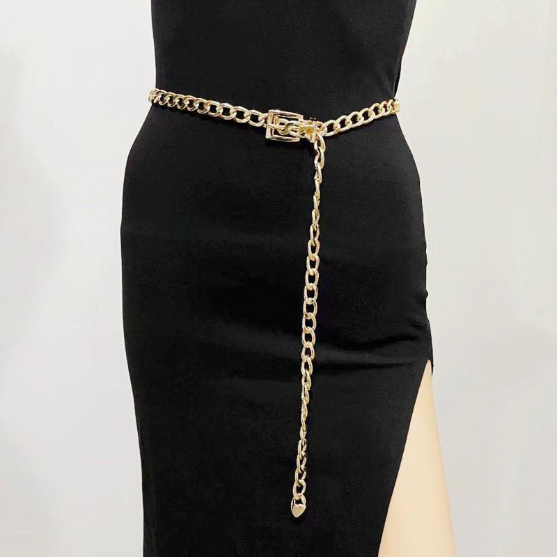 European and American Simple Thick Chain Belt Buckle Waist Chain for Women Fashion Trendy Waist Decoration Personalized Punk Metal Chain Waist Chain