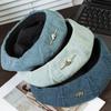 Love Metal Sign Cowboy Berets for Women Blue Denim Washed Cotton Octagonal Painter Hat Korean Casual Versatile Retro Newsboy Cap Vintage Painter Hats