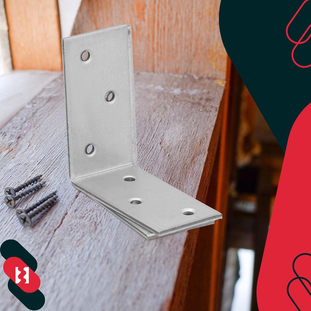 KOTARBAU® Carpenter's Angle Construction Connector Stainless Steel Galvanized 50 X 50 X 25 MM Set of 100 PCS