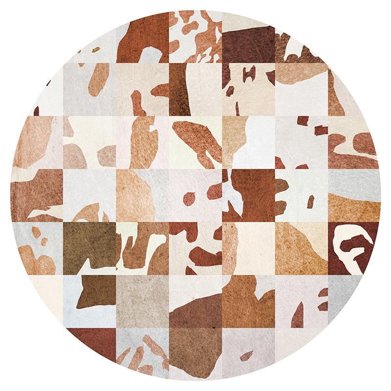 Faux Animal Skin Cowhide Zebra Leopard Print Round Floor Mat