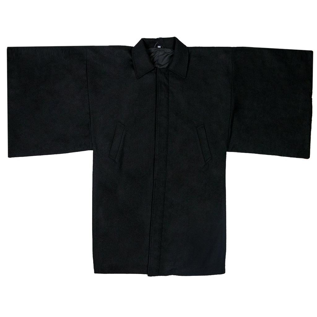 Japanese Style Coat with Square Kimono Wool [KYOETSU] [Kyoetsu] Sleeves, Coat, Blend, Men's (L, Black)