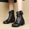 Autumn  Low-heeled Martin Boots Ethnic Style Leather Flower Women's Boots