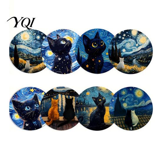 Heat Insulation Pads Wooden Cat Coasters, Decorative Resistant Table Mats, Non-slip Cup Coasters for Drinks Hot And Desk Protection Tableware