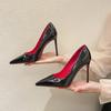 Red Soles High Heels Women's Thin Heels Sexy Black Bed Pointed High Heels Patent Leather Size French Single Shoes Women