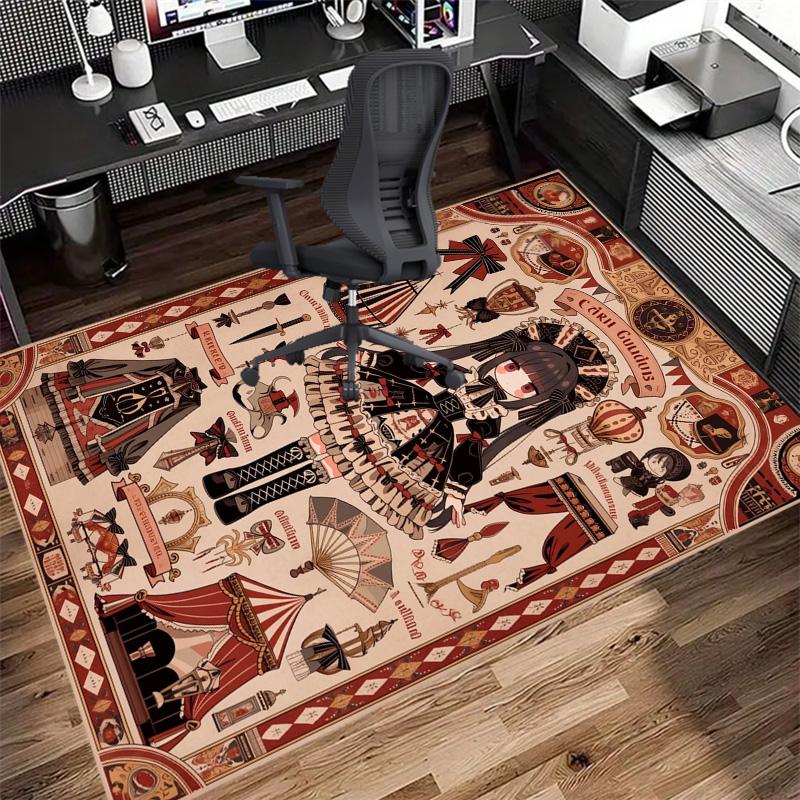 Vintage Circus Lolita Girl Non-Slip Area Rug, Floor Carpet for Bedroom Living Room