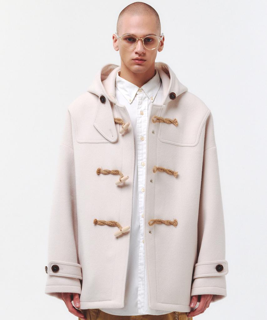 Mainbooth [Wool 90%]Oversized Half Duffle Coat(Ivory)