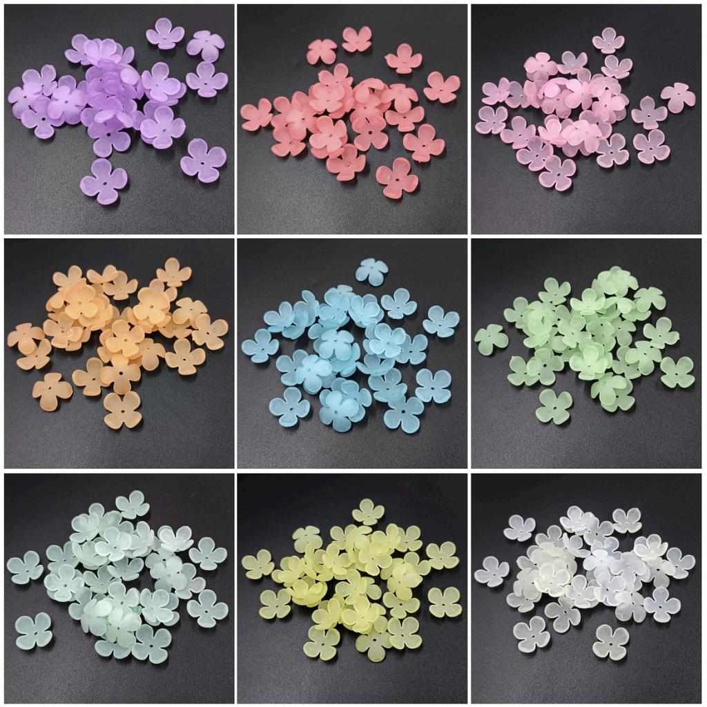 Материалы браслета и ожерелья Матовый Теплый цвет Модные ювелирные изделия своими руками Аксессуары Цветочек Акрил 20 шт. Бусины ручной работы 4-лепестковый цветок 15 мм