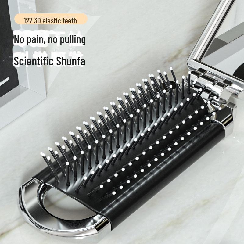 Портативная складная расческа с воздушной подушкой и зеркалом для длинных волос — массаж кожи головы и удобство в путешествиях