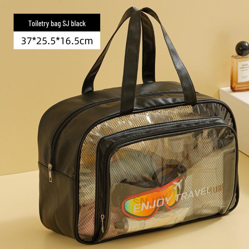 Women's Waterproof Large-Capacity Travel Makeup Bag with Wet/Dry Separation and Transparent Swim Compartment