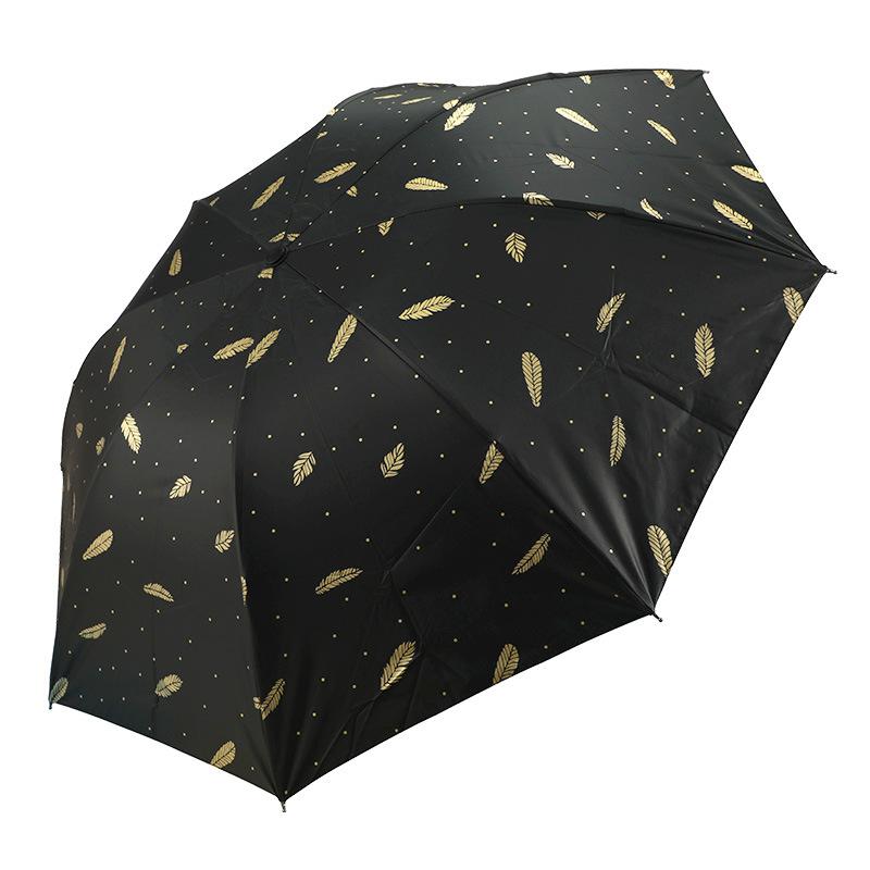 Зонт от солнца с перьями и горячим тиснением, защита от ультрафиолета, складной солнечный зонт для мужчин и женщин, виниловый солнцезащитный зонт двойного назначения