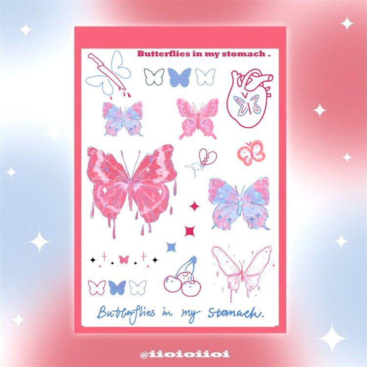 Водонепроницаемая реалистичная татуировка-наклейка в виде бабочки – маленькая, свежая, эстетичная в мультяшном стиле, долговечная, персонализированные цвета