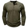 Mens 100 Cotton Slub Long Sleeve Henley Casual T Shirt