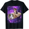 Милый Космический Кот Котенок Верхом на Буррито Кот в Открытом Космосе Футболка