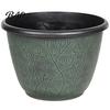 Garden Flower Pots with Trays 12 Inch Thickened for Outdoor Indoor, Plastic Leaf-Pattern Texture Large Planters Planter Drainage Hole & Saucer,