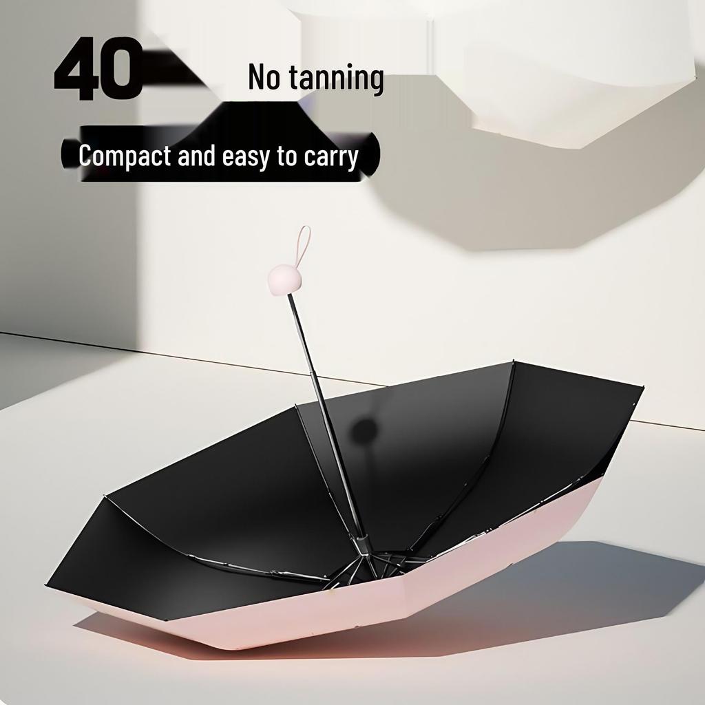 Компактный складной зонт с защитой от УФ-лучей и черной подкладкой