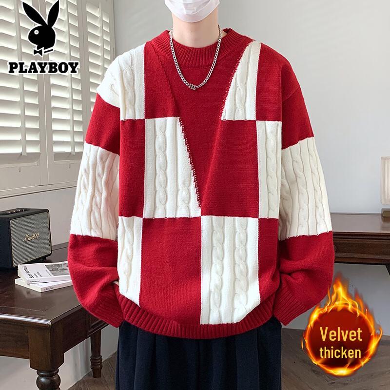 PLAYBOY Мужской свитер с круглым вырезом и кабельным узором