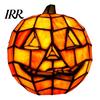 Pumpkin Night Light Stained Glass Lamp, Halloween Bedside Table Orange High-Quality Decor Accent for Indoor, Home, Holiday Party Durable Lantern