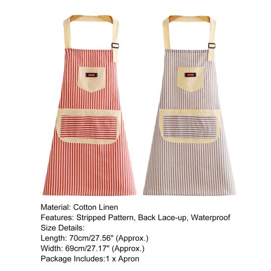 Полезный полосатый маслостойкий женский фартук с легко чистящимся ремешком для кухонного повара-сарафана