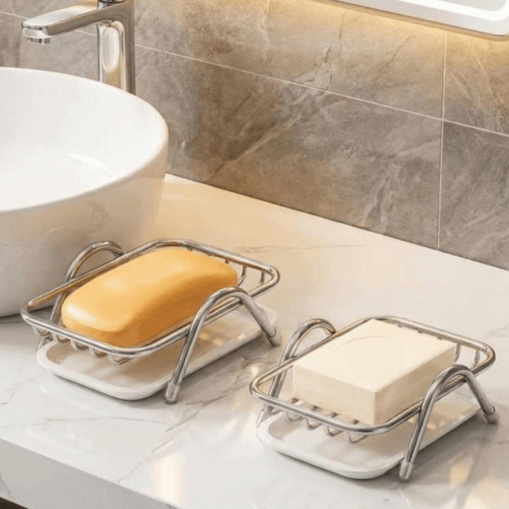 2PCS Rustproof Stainless Steel Soap Rack Space Saving Soap Tray Durable Soap Storage Rack  Kitchen