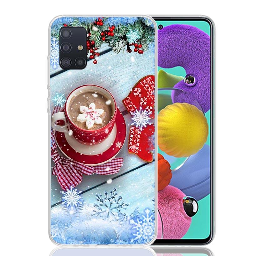 Зимняя Кофе Рождественская Чехол для Телефона Для Samsung Galaxy A52 A32 A22 A12 A02S A50S A30S A51 A31 AA71 Note 20 Ultra 10 S10 Plus Gala