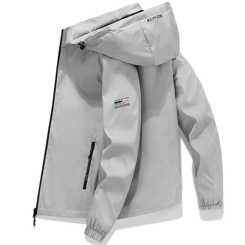 Весна и осень Новая мужская куртка Модная ветровка с капюшоном Мужская утолщенная повседневная куртка Мужская бархатная опционально