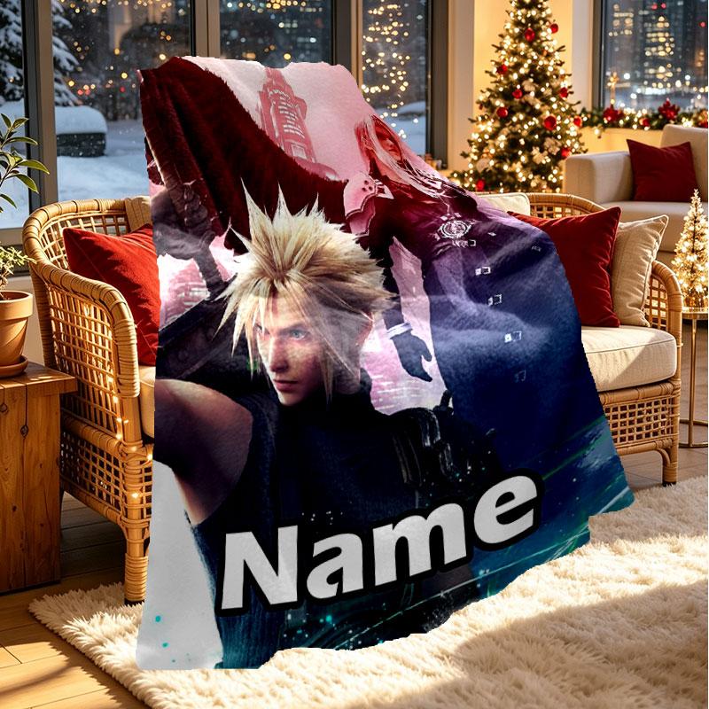 Custom Name Personalized Final Fantasy Print Blanket, Home Decor, Bedroom, Sofa, Camping, Couch, Gifts for Birthday Christmas
