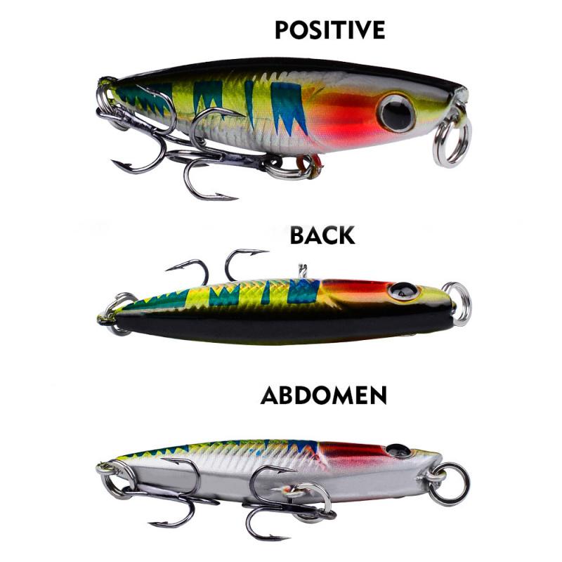 Micro-wave Popper Lure5PCS 12No.4.7cm 2gBlack hook bionic plastic hard bait is suitable for fishing with the carp and catfish