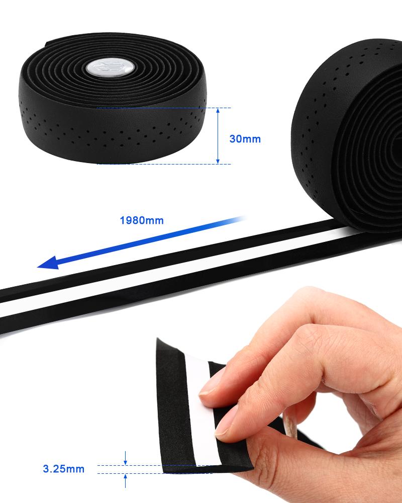 Лента для руля велосипеда из искусственной кожи, перфорированная, дышащая, мягкая, лента для руля шоссейного велосипеда с 2 заглушками, противоскользящая, амортизирующая