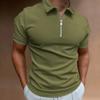Men's Casual Solid Color Classic T-shirt Zipper POLO Shirt