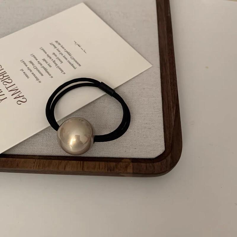 Pearl Decor Hair Ties, High Elastic Durable Black Leather Cover Scrunchies, Premium Women Hair Accessories