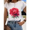 Floral Sweet and Cute Fashion Printing Women's O-neck Clothes T-shirt Short-sleeved Casual Daily Top