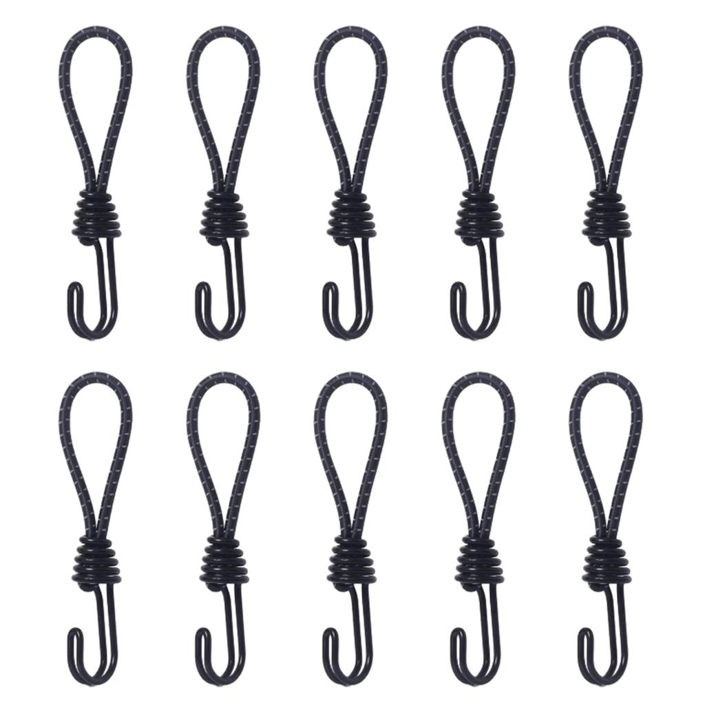 Bungee Cords with Hook Elastic Bungee Metal Shock Cord Hook Bungee Elastic Cord for Securing Camping Tarp Luggage Tent