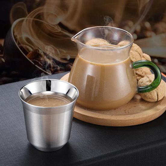 Двухслойная эффективная кофейная чашка на 86 мл, практичная термостойкая чашка для воды из нержавеющей стали, домашняя