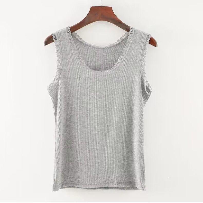 Летний тонкий жилет-комбинезон из модала с резинкой и женским кружевным цветочным узором, облегающий крой для верхней и нижней одежды, а также в качестве базового жилета