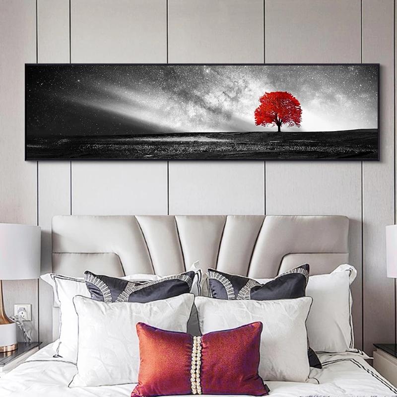 Природный пейзаж, городской пейзаж, черный, красный, поезд, холст, картина, настенные художественные фотографии, постеры и принты для гостиной, спальни, домашний декор, без рамки