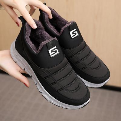 Зимняя женская хлопковая обувь с набивкой и утолщением, пекинские тканевые туфли, женские хлопковые ботинки на мягкой подошве, старая обувь для ходьбы, теплые хлопковые туфли женские