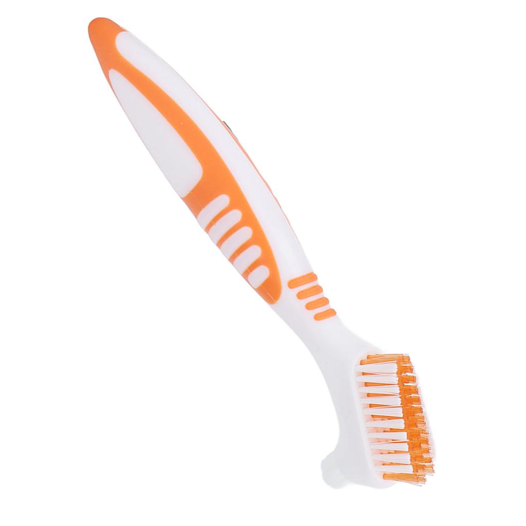 Зубная щетка для протезов Двусторонняя Безопасные инструменты для чистки протезов для частичных протезов, половинных протезов, полных протезов Оранжевая