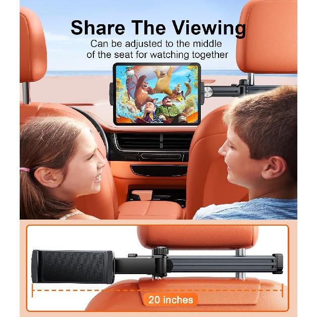 Держатель для планшета с удлинительным рычагом для подголовника автомобиля, регулируемый держатель для iPad для заднего сиденья автомобиля, обращенный назад для детей, младенцев, автомобильное крепление подходит для 4,7"-13" сотового телефона