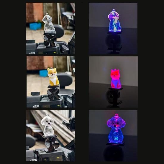 Декорация для мотоцикла Милая форма собаки Светодиодные огни на ветряной энергии Самозаряжающиеся ornaments на руль Аксессуар для велосипеда в форме собаки