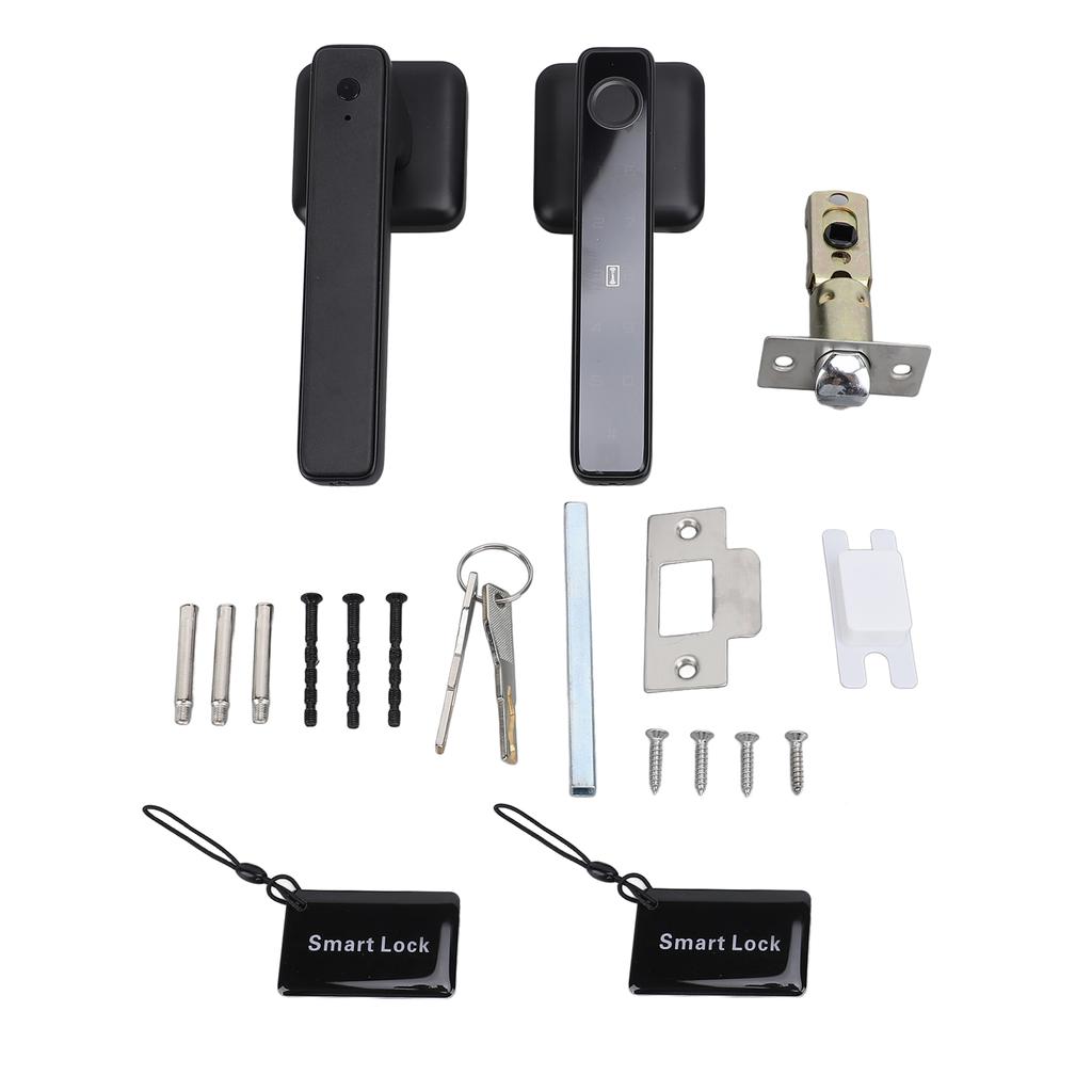 Fingerprint Door Smart Lock Passcode Keyless Door Entry Lock with Handle Keys IC Cards for Bedroom
