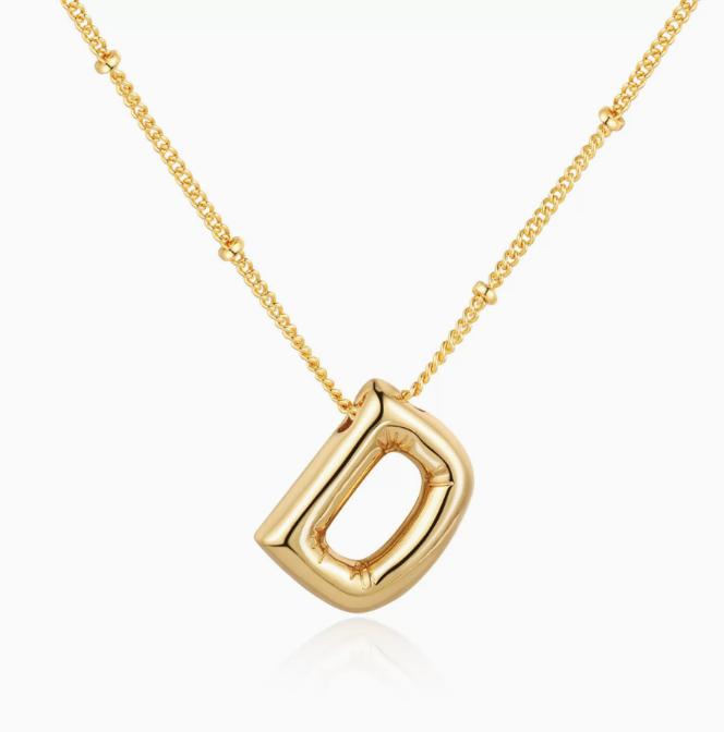 LT-12056 Stainless Steel 18K Gold Balloon Letter Necklace Silver Bubbles 26 English Alphabet Pendants Jewelry