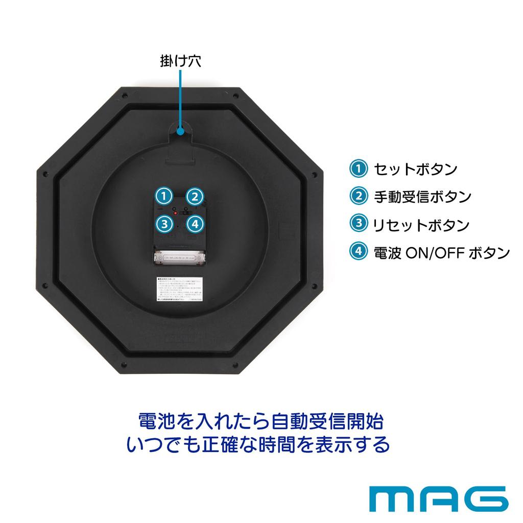 MAG Neo Octago Стена Непрерывная Вторая x Подходит для Древесной Текстуры Совместим с и Noah Точность W-739 Часы, Аналоговые, Радиоуправляемые,